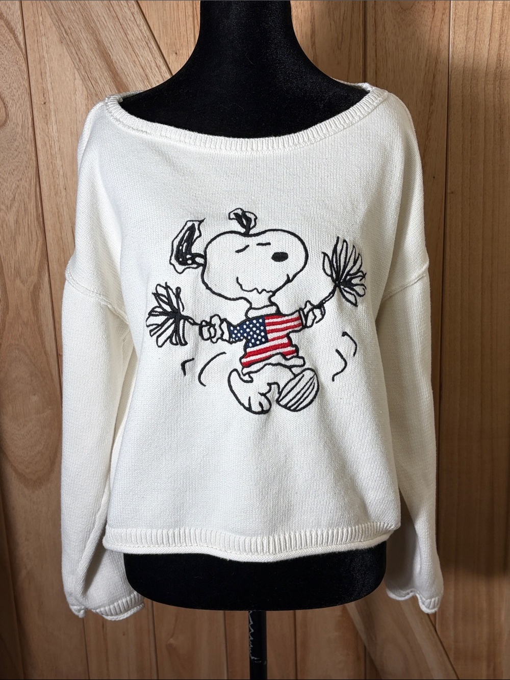American Eagle Snoopy Patriotic Knit Sweater Medium
